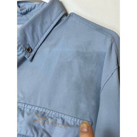 Arctix Men's Size Medium Blue Button Down Long Sleeve Vented Collared Shirt - Picture 7 of 8